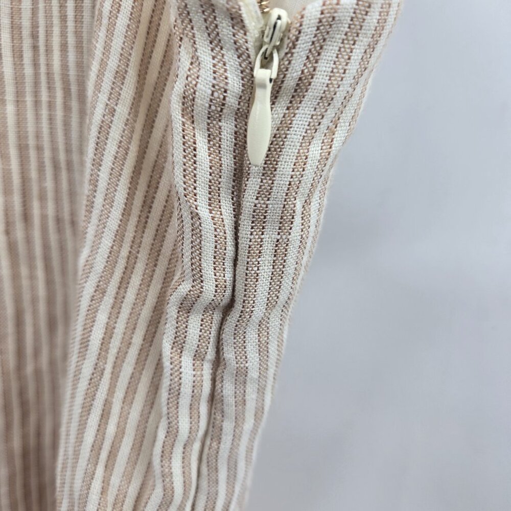 Magaschoni Creme Brown Striped Linen Cotton Pockets Maxi Dress Small - Picture 9 of 16